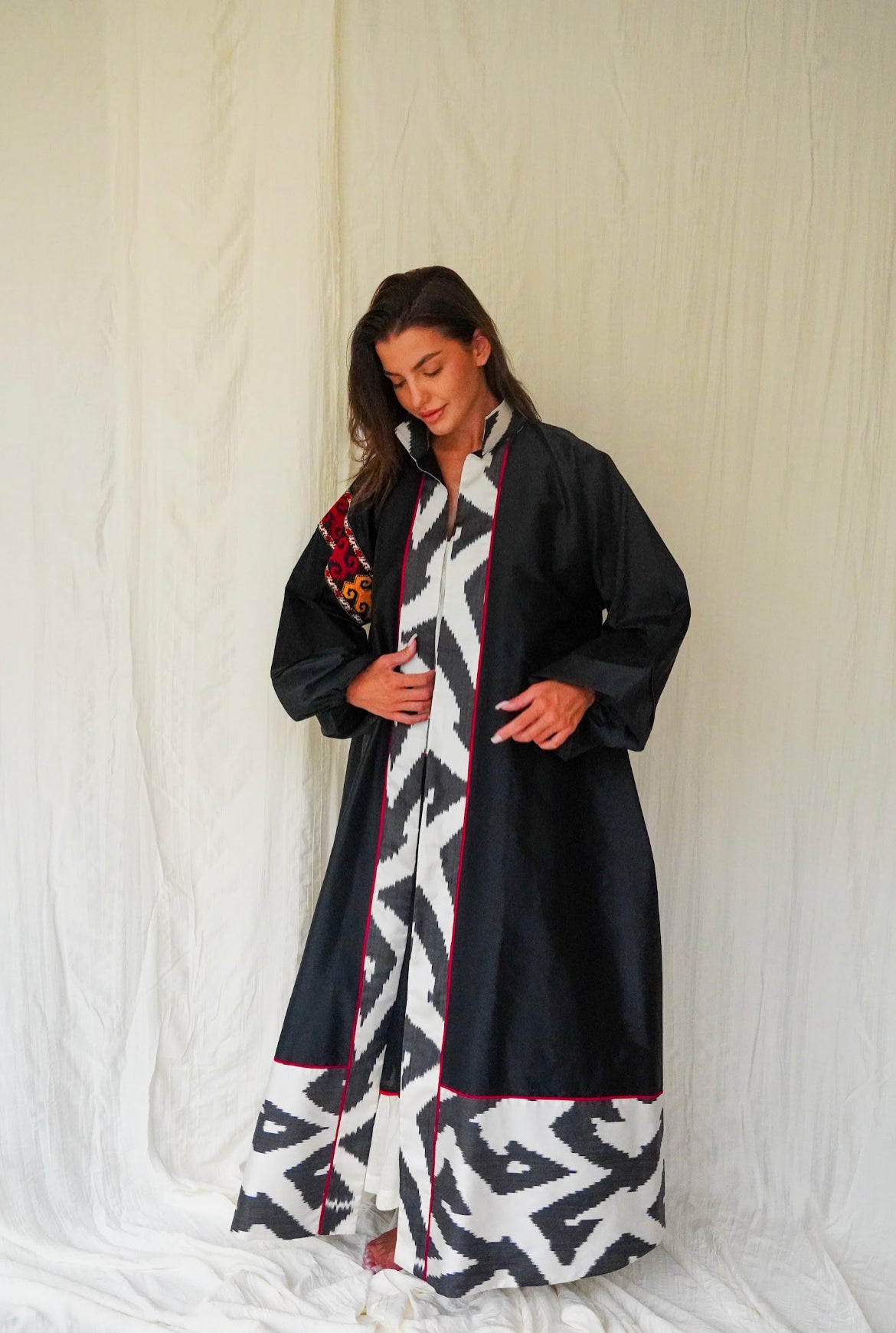 Summer black abaya with boho prints- SF23