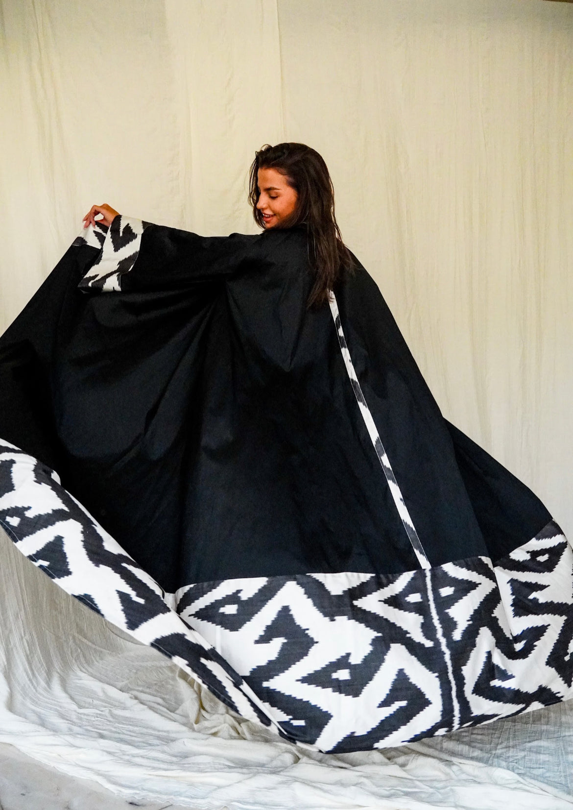 Summer black boho abaya - SF2318