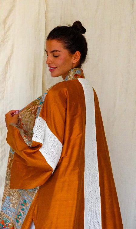 Summer yellow shantung abaya - SF2324