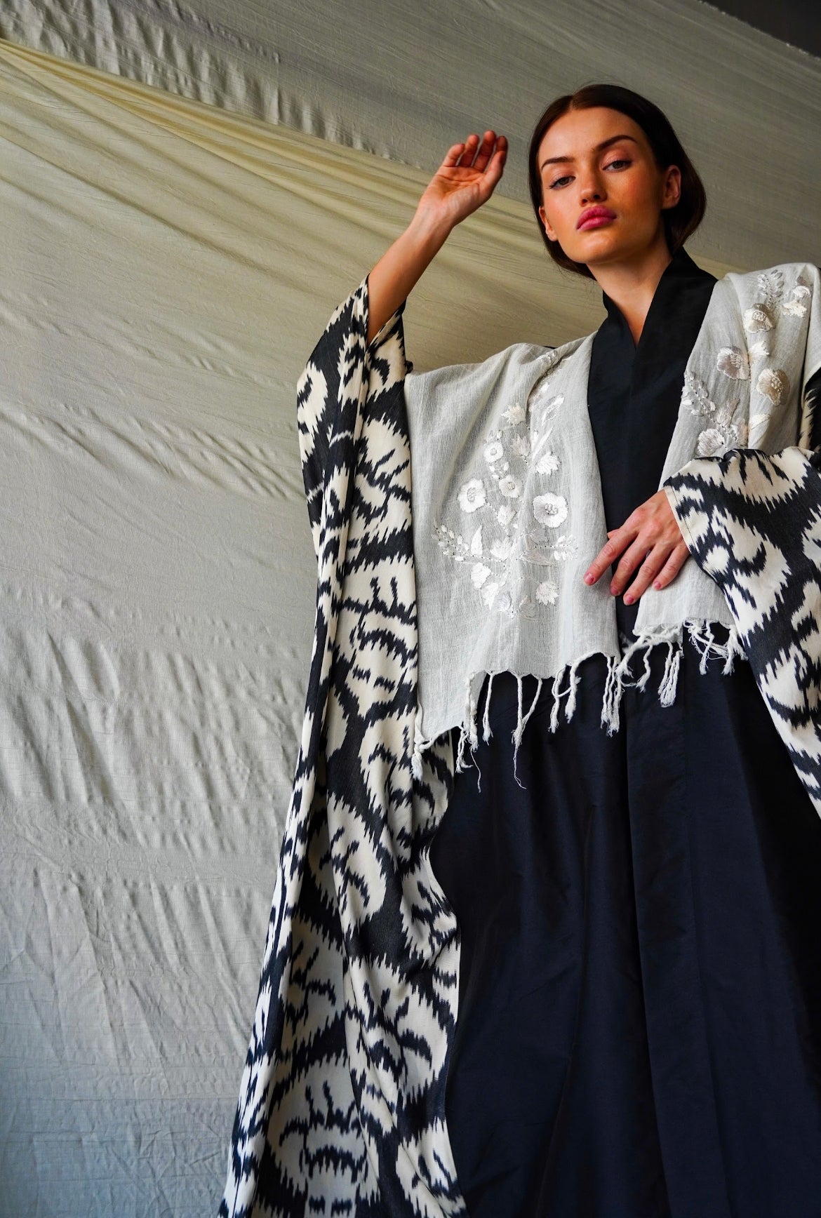 Summer black antique abaya - SF2330