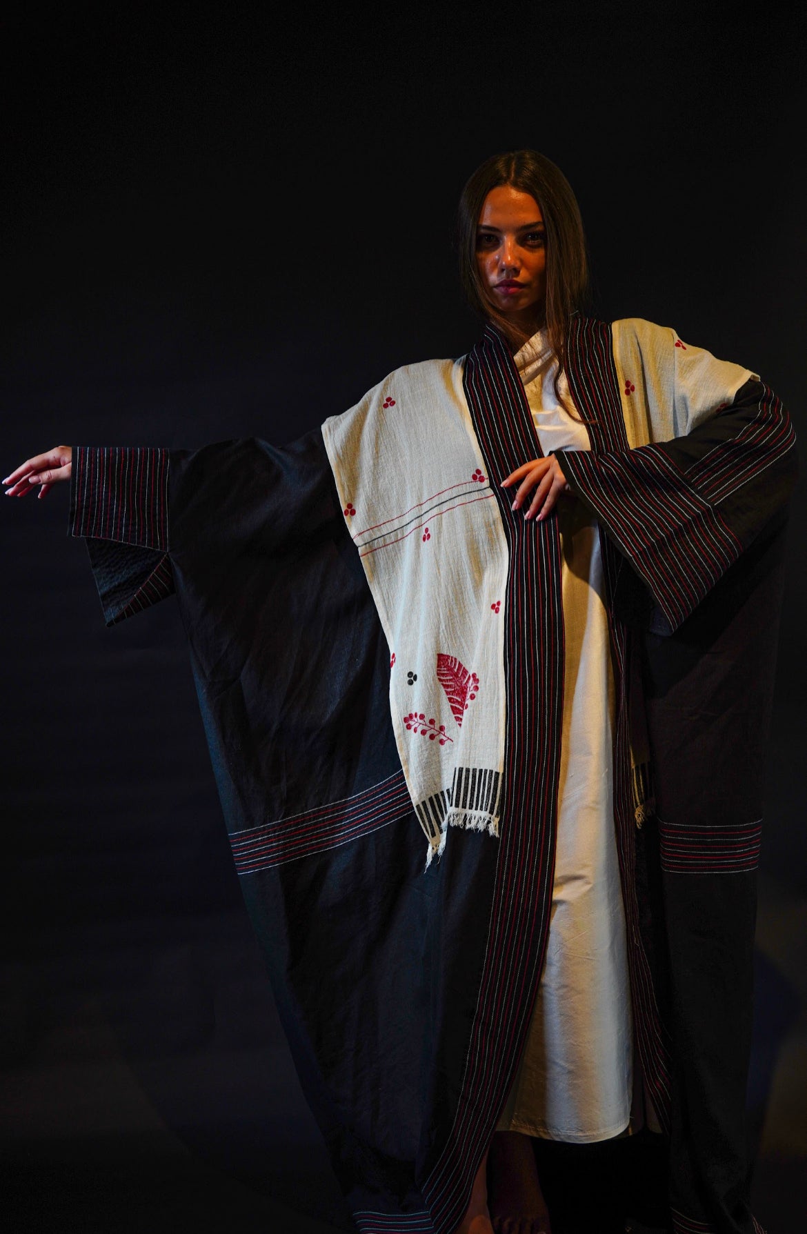 Summer black linen abay