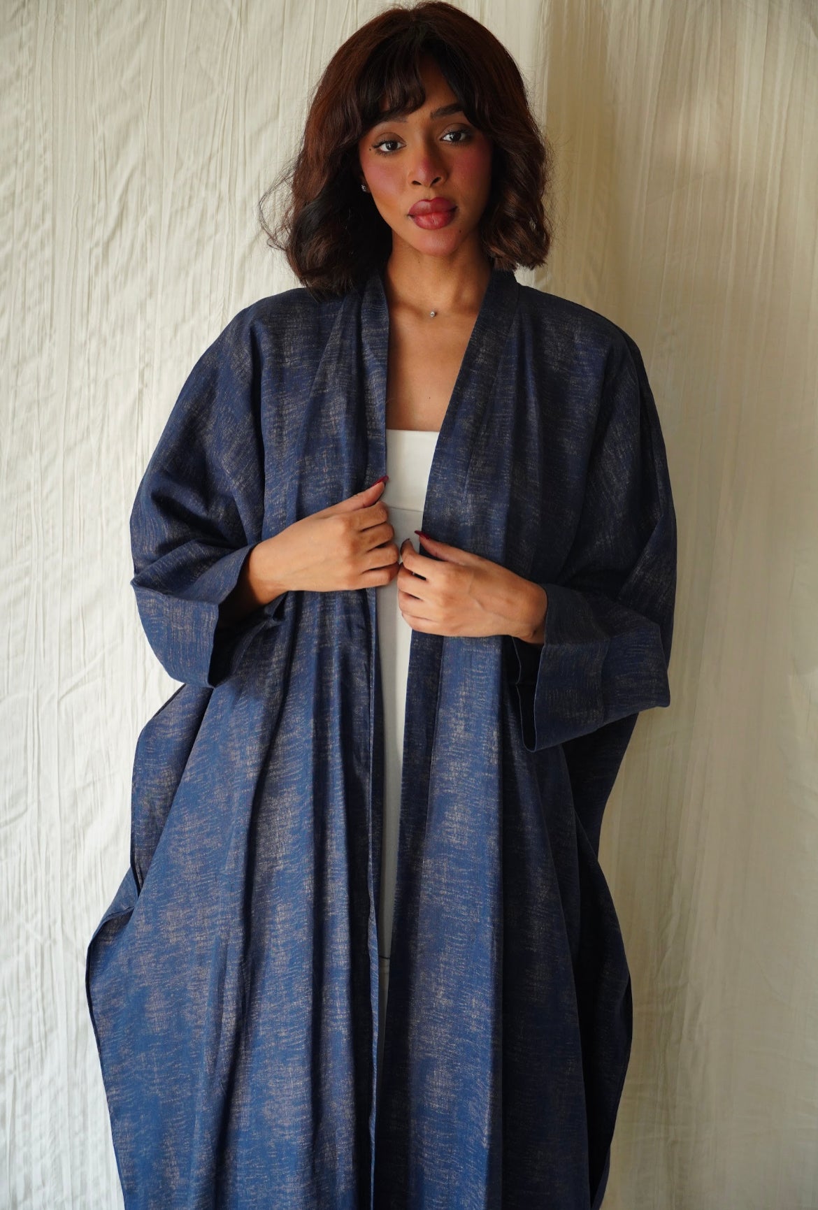 Blue shimmer abaya - OL-24