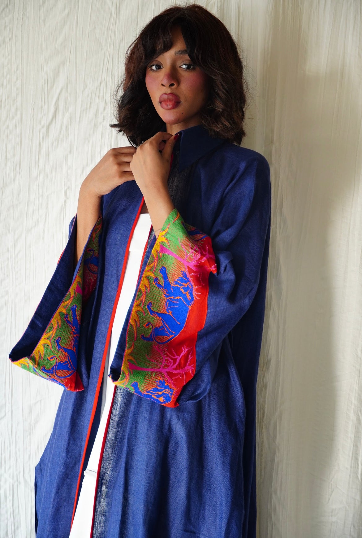 Blue open sides abaya - OL-25