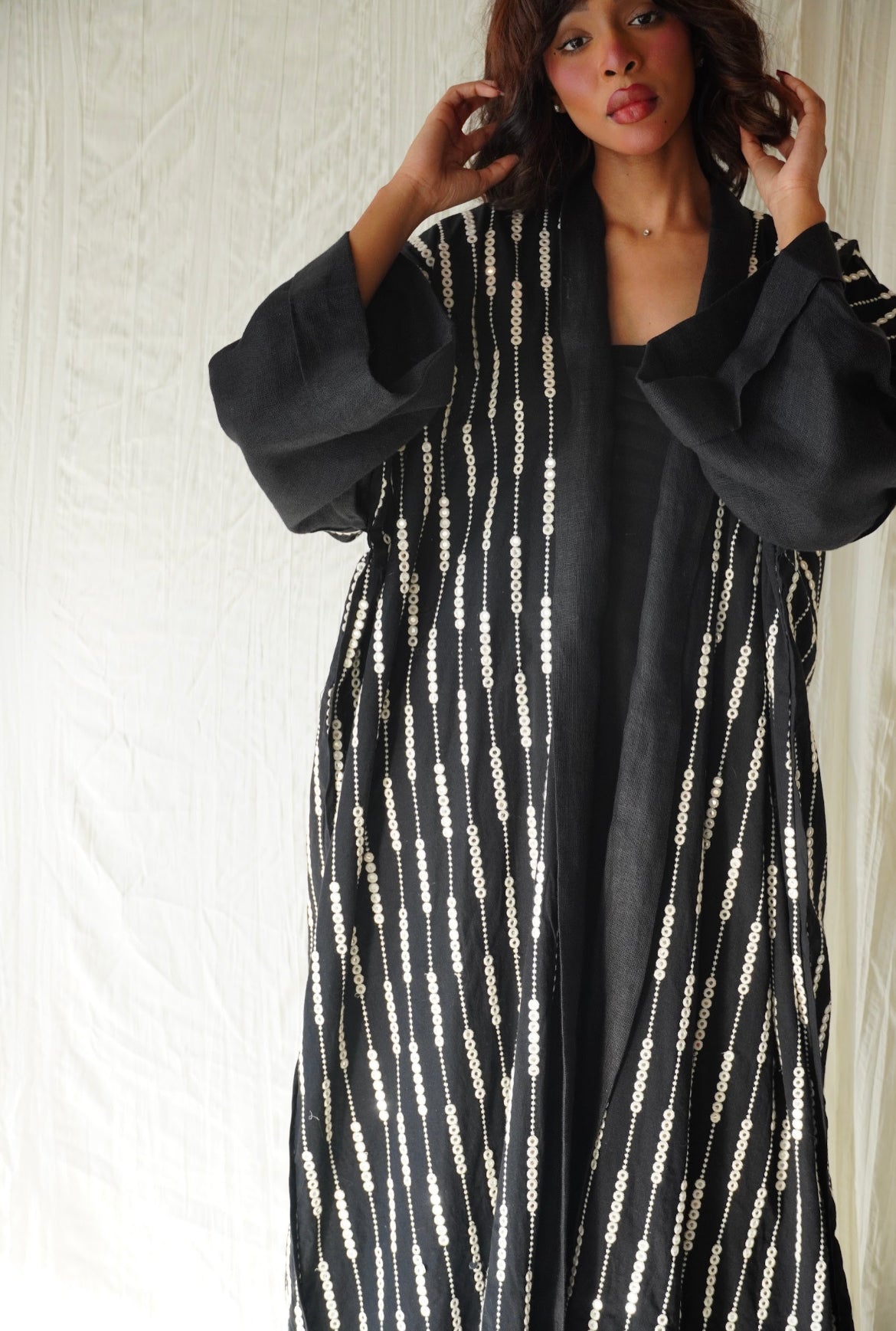 Black cotton abaya - OL-29