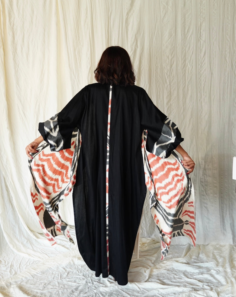 Black & orange abaya - OL-30