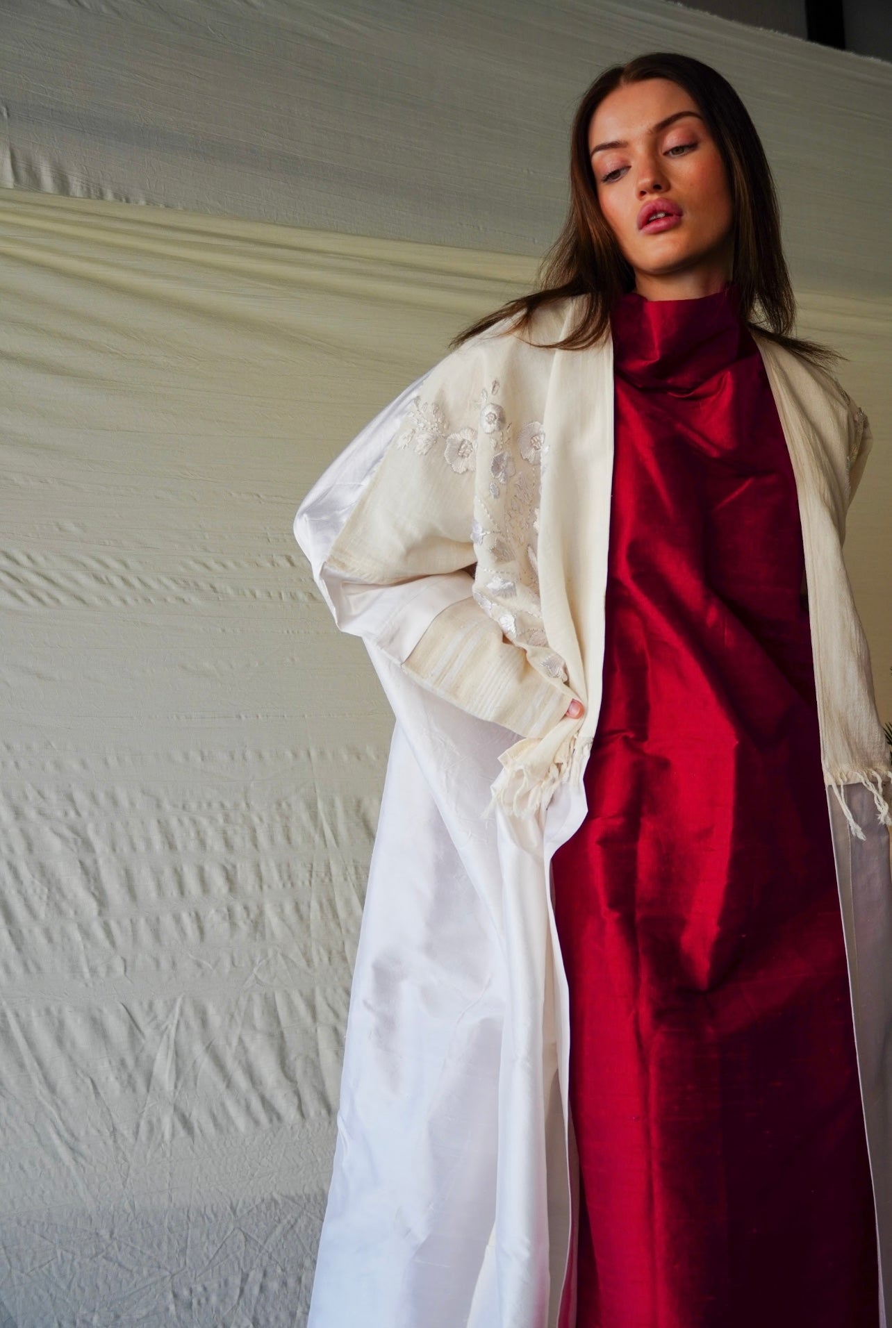 Beige & Silver Summer Abaya