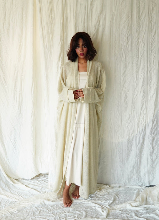 Beige winter abaya