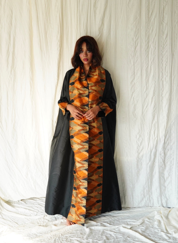 Summer black & orange abaya